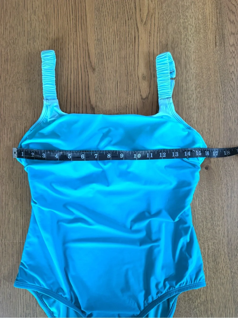 Jantzen Tummy Control One-Piece Swimsuit Ombre Turquoise Ruched Straps Sz 12 NWT